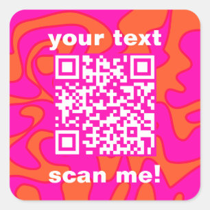 QR Code Hot Pink Orange Bright Modern Square Sticker