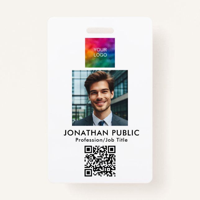 QR Code ID Card Employee Photo Company Logo ID Badge (Front)