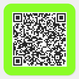 QR code in fluorescent green Square Sticker