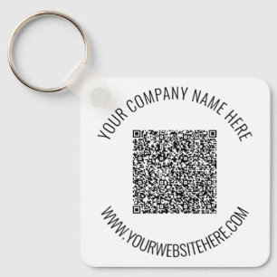 QR Code Info and Custom Text Keychain Your Colours
