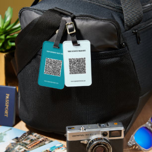 QR Code Info Custom Text and Colours Luggage Tag