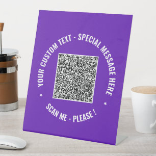 QR Code Info Custom Text Pedestal Sign Your Colour