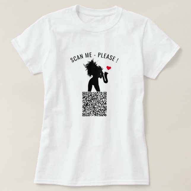 QR Code Info Scan Me Personalised Funny T-Shirt (Design Front)