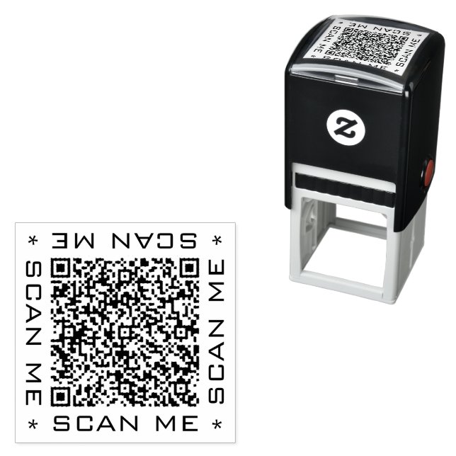 QR Code Info Scan Me Text Modern Design Stamp (In Situ)