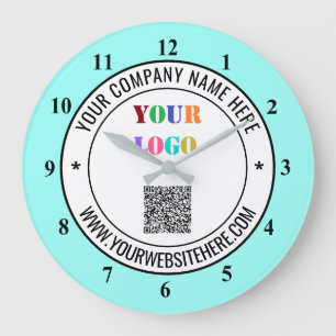 QR Code Info Text and Logo Promotional Clock