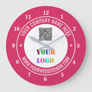 QR Code Info Text Logo and Colours Modern Clock