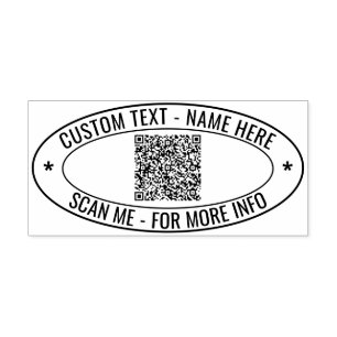 QR Code Info Text Your Business Oval Design Stamp