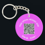 QR Code Info Your Special Message Keychain Gift<br><div class="desc">Choose Colours and Font - Your Special QR Code Info and Custom Text Personalised Modern Gift - Add Your QR Code - Image or Logo - photo / Text - Name or other info / message - Resize and Move or Remove / Add Elements - Image / Text with Customisation...</div>