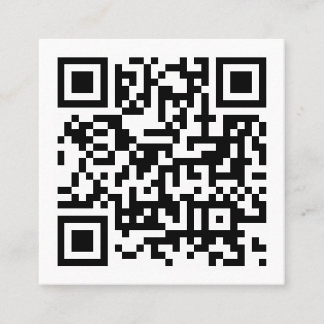 QR Code Initial Minimal Monogram Black and White Square Business Card (Front)