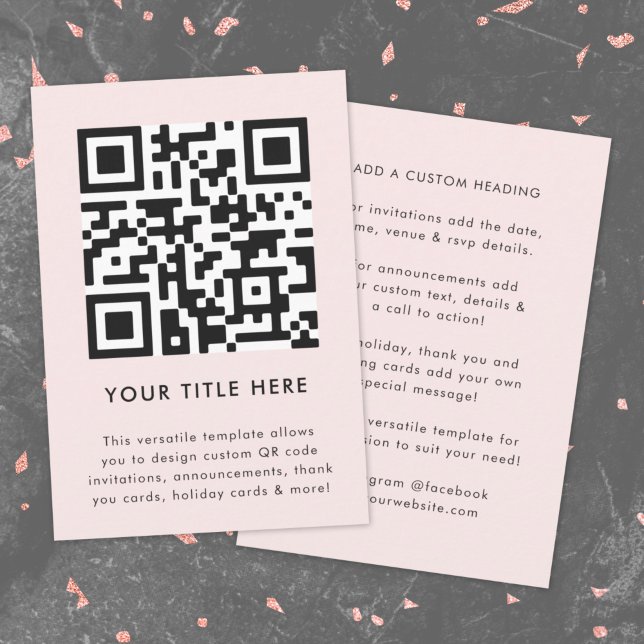 QR Code Invitation | Versatile Scannable Invite (Feminine smart QR code pink invitation template by Guava - versatile, stylish, and customizable)