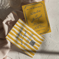 QR Code Italian Hand Written Pinstripes Wedding