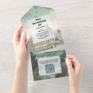 QR Code Italy Rome Destination Wedding All In One Invitation