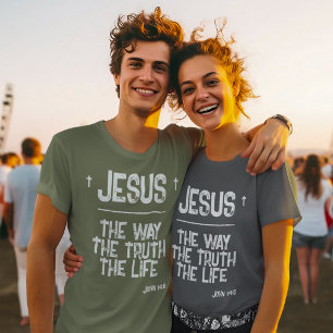 QR Code Jesus The Way Truth Life Bible Grunge T-Shirt