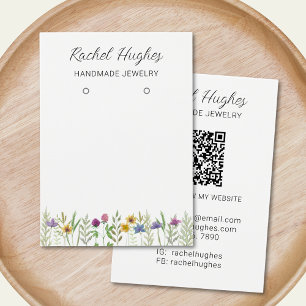 QR Code Jewellery Floral Earrings Display Card
