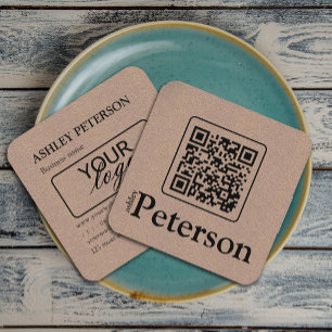 QR code kraft paper custom logo Square Business Card