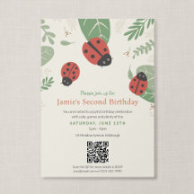 QR Code Ladybug Illustrated Little Bug Birthday