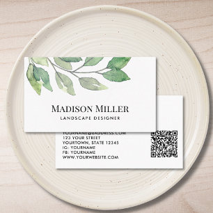 QR Code Landscape Designer Greenery  Business Card