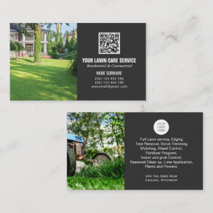 QR code Lawn Care business card with photos