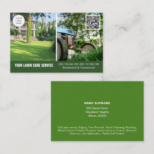 QR code Lawn Care business card with photos