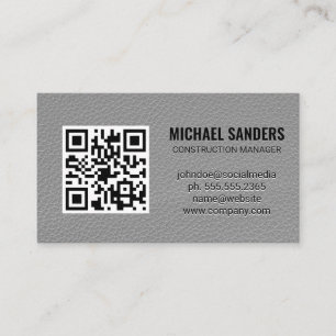 QR Code   Leather Background Business Card