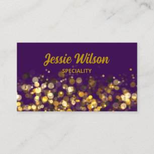 QR Code light glitter golden professional violet Business Card