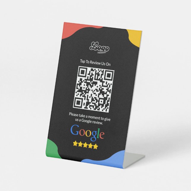 QR Code Link Black Google Review  Pedestal Sign (Front)