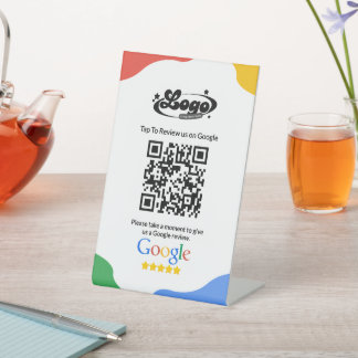 QR Code Link Google Review  Pedestal Sign