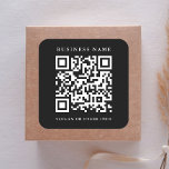 QR Code Link Minimal Business Name Black Square Sticker<br><div class="desc">Simple business sticker with your QR code link. For more advanced customisation of this design,  please click the BLUE DESIGN TOOL BUTTON above!  Matching items are also available.</div>