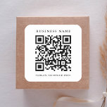 QR Code Link Minimal Business Name Square Sticker<br><div class="desc">Simple business sticker with your QR code link. For more advanced customisation of this design,  please click the BLUE DESIGN TOOL BUTTON above!  Matching items are also available.</div>