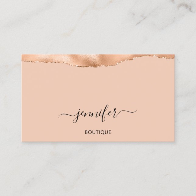  QR Code Logo Abstract Copper Peach Rose Business Card (Front)