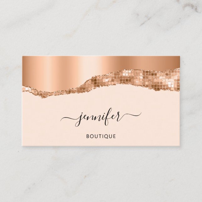  QR Code Logo Abstract Copper Stroke Pastel Business Card (Front)