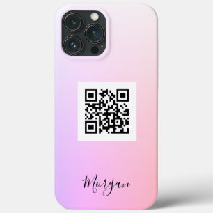 QR Code Logo Art Photo Name, Gradient Purple/Pink iPhone 13 Pro Max Case