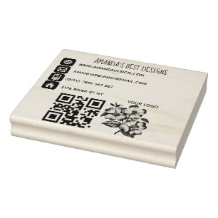 Qr code logo basic info icons rubber stamp