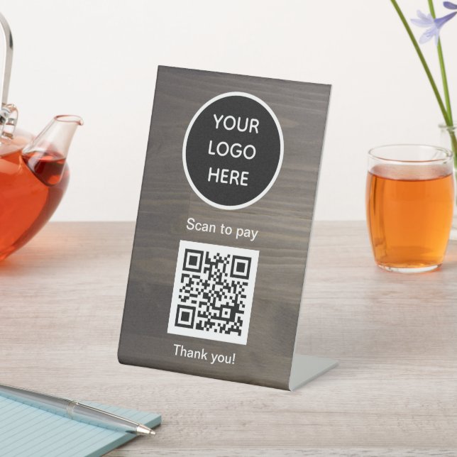QR Code Logo Black Business Scan me Website Pedestal Sign (In SItu)