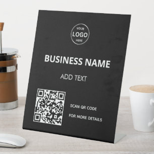 QR Code  Logo Black Modern Pedestal Sign