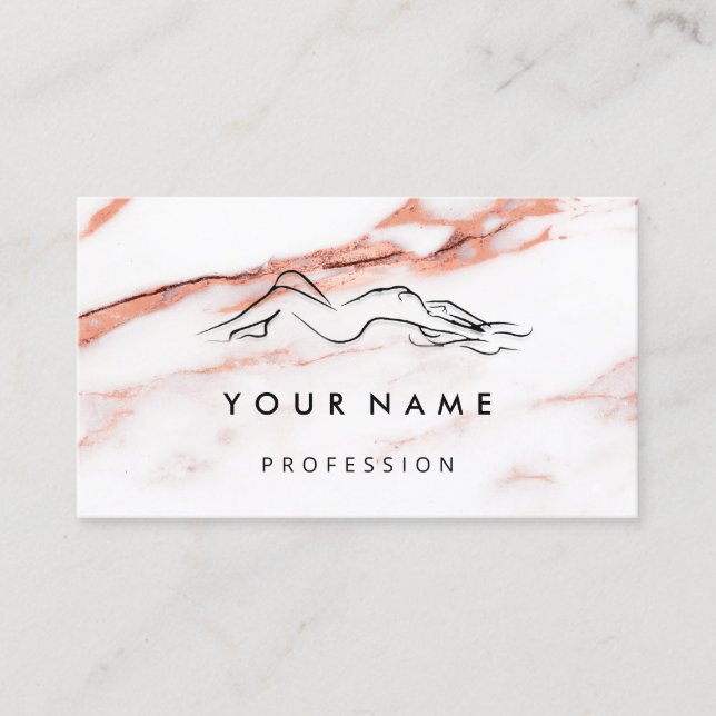 QR CODE Logo Body Sculpting Massage Marble Rose Business Card (Front)