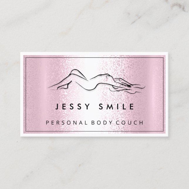 QR CODE Logo Body Sculpting Massaged Metallic Pink Business Card (Front)