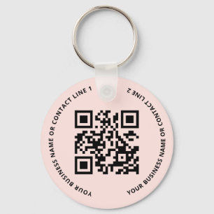 QR Code Logo Business Blush Pink Key Ring