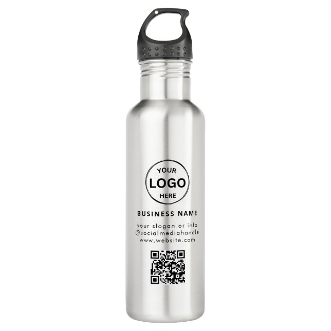 Qr Code Logo Business Minimalist Simple 710 Ml Water Bottle (Front)