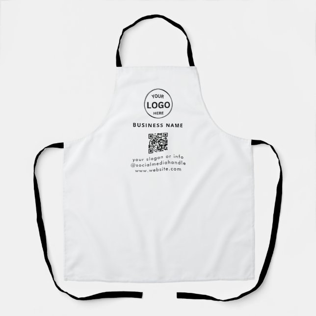 Qr Code Logo Business Modern Simple Professional Apron (Front)