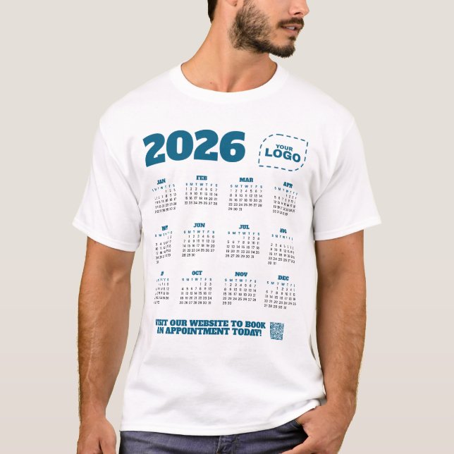 QR Code Logo Business Promo 2026 Calendar T-Shirt (Front)