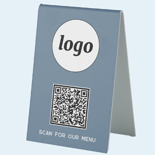 QR Code Logo Business Scan for Menu Blue