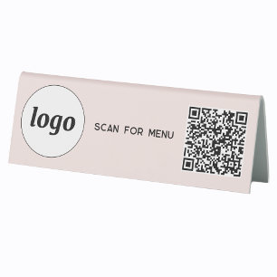 QR Code Logo Business Scan for Menu Blush Pink