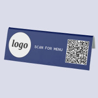 QR Code Logo Business Scan for Menu Navy Blue