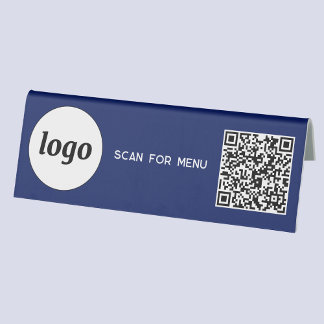 QR Code Logo Business Scan for Menu Navy Blue