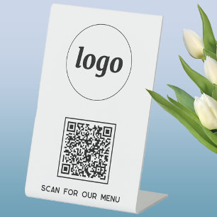 QR Code Logo Business Scan for Menu Pedestal Sign