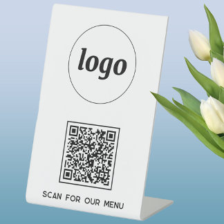 QR Code Logo Business Scan for Menu Pedestal Sign