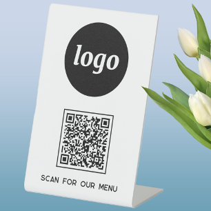 QR Code Logo Business Scan for Menu Pedestal Sign