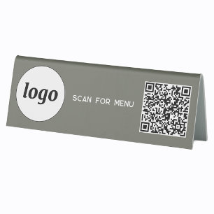 QR Code Logo Business Scan for Menu Sage Green