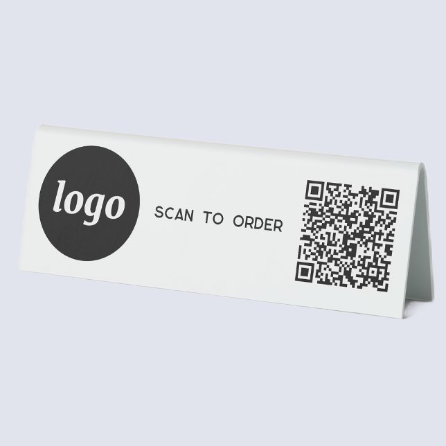 QR Code Logo Business Scan to Order (Logo QR code Scan to Order acrylic sign for cafe bar restaurant shop store market show stall busines)